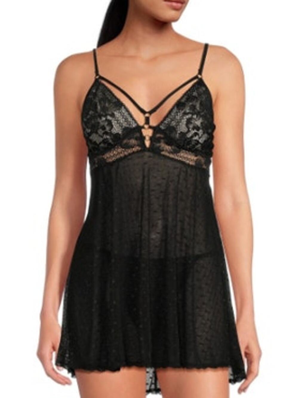 Cinema Etoile Seductive Wear Black Chemise Set, Size Medium